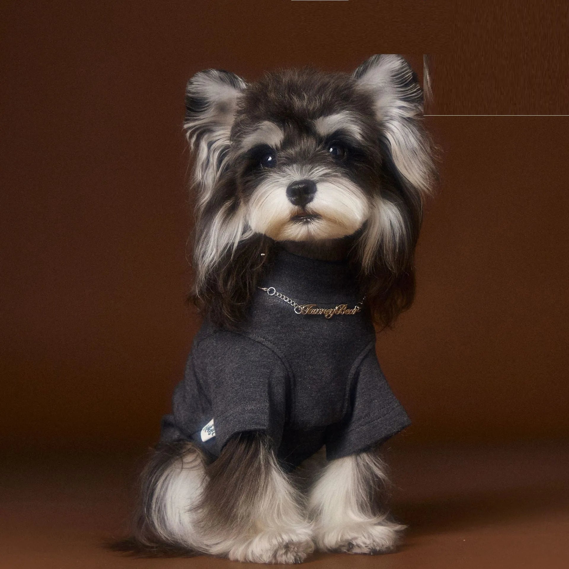 Teddy Schnauzer Bear style solid colour bottom shirt two leg necklace inner coat for dogs in white black and gray
