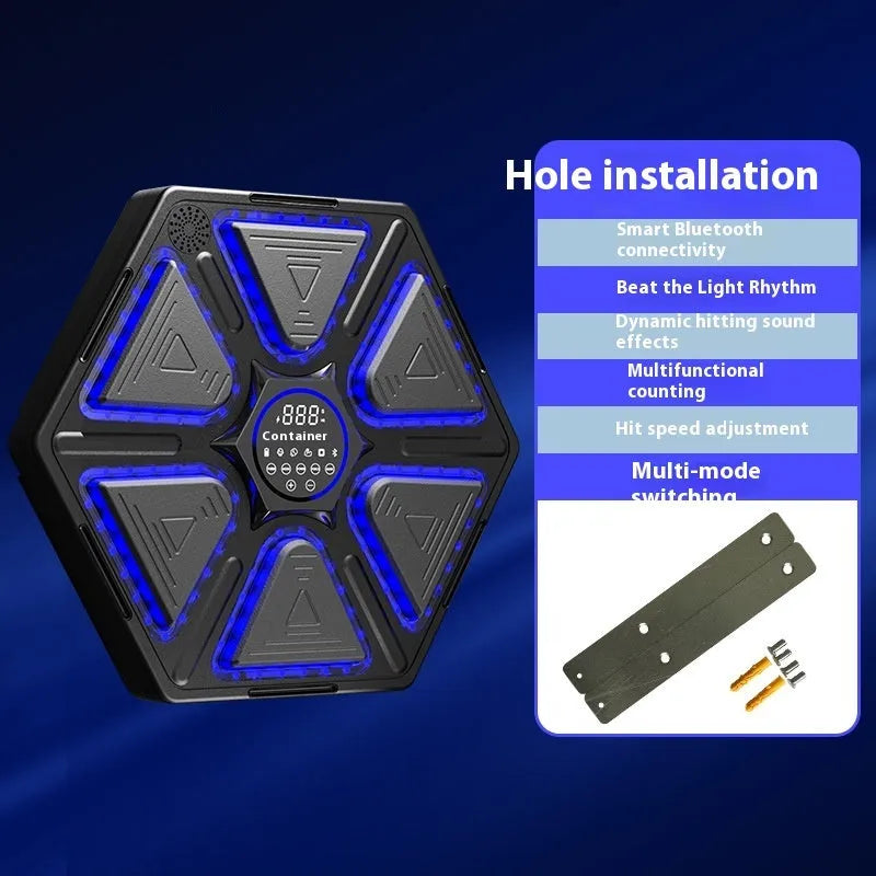 Electronic boxing wall target with LED display and musical feedback system for home training