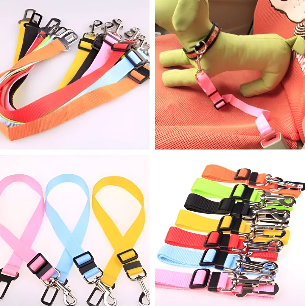 Fixed strap polyester dog leash pet car seat belt adjustable length 60-70cm black