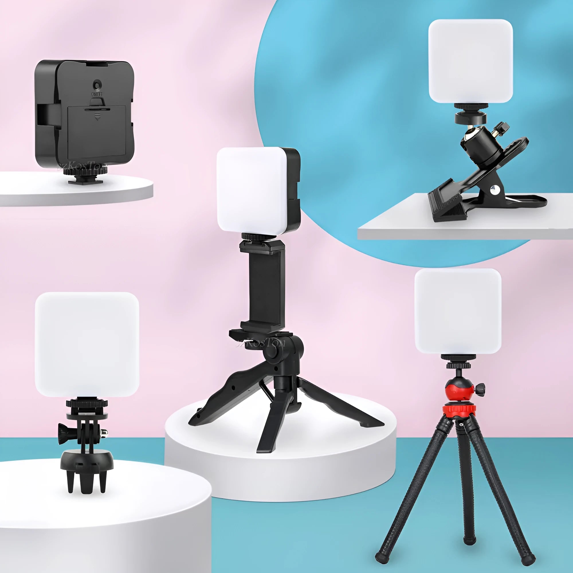 LED Mini Square Outdoor Pocket Light Tripod with adjustable flash and compact 7.3cm design