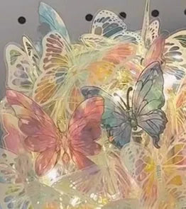 DIY butterfly night lamp kit with glass shade and raw wood base, 12x15cm size