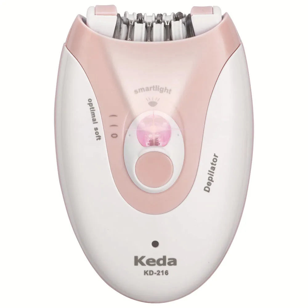 Portable USB hair removal epilator device in KEDA-216 colour with brush cleaning accessory