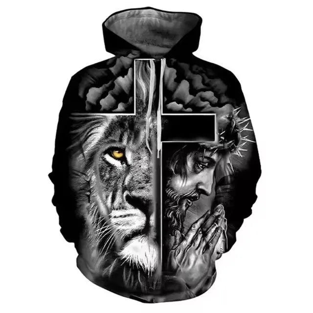 Men's hooded 3D digital printing sweater loose fit polyester long sleeve pullover Asian sizes S-5XL multiple colours