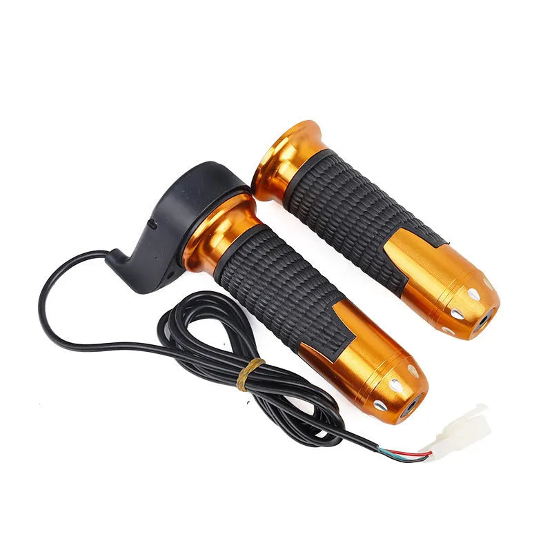 Three-wheel electric vehicle accelerator handle with three-speed rotating mechanism and optional horn button