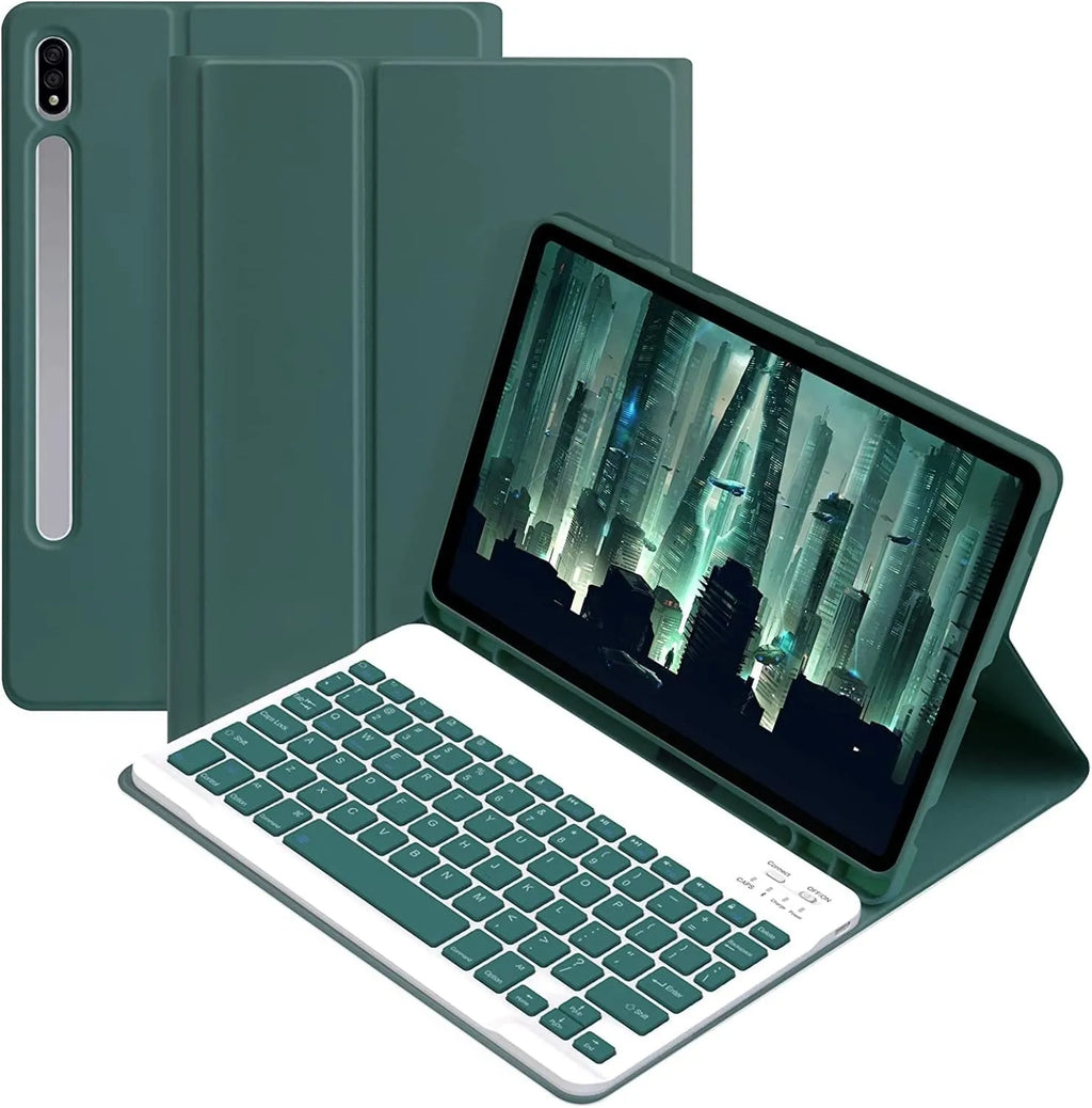 Samsung Galaxy Tablet protective case with Bluetooth keyboard and charging mouse in six colour options