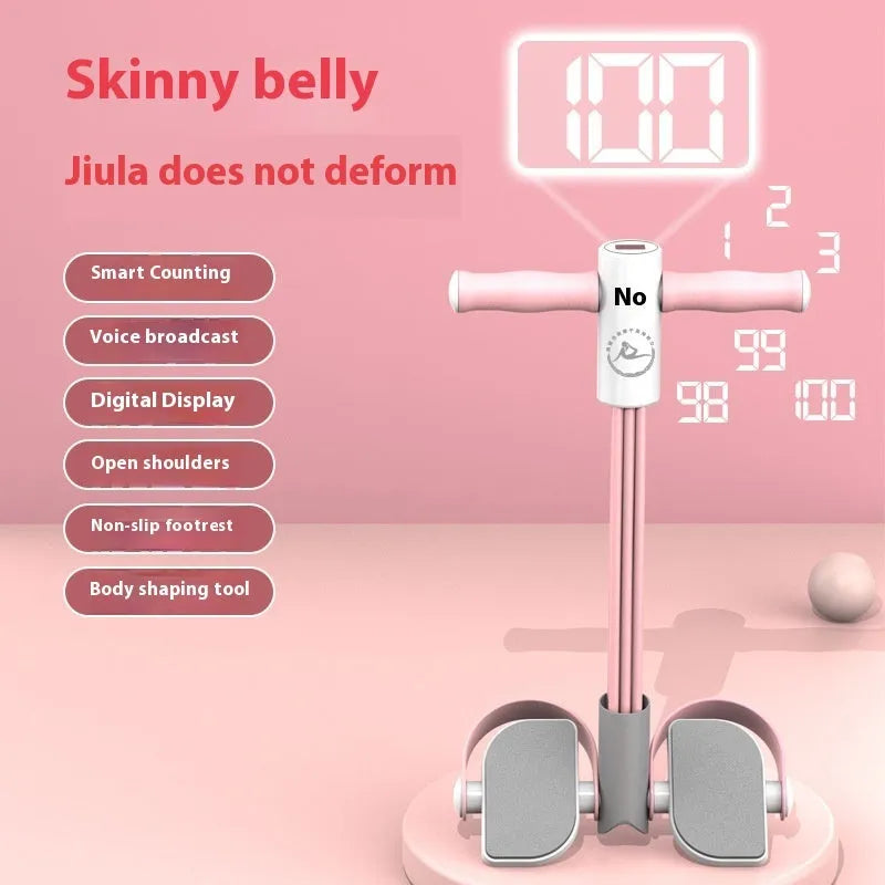 Portable intelligent foot pedal pull device in ABS plastic with adjustable tube resistance for home fitness