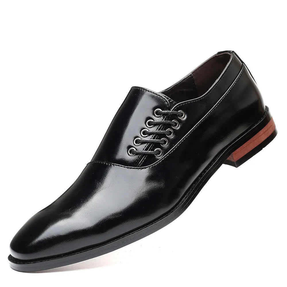 Plus size men's business formal shoes in artificial PU black colour with breathable upper