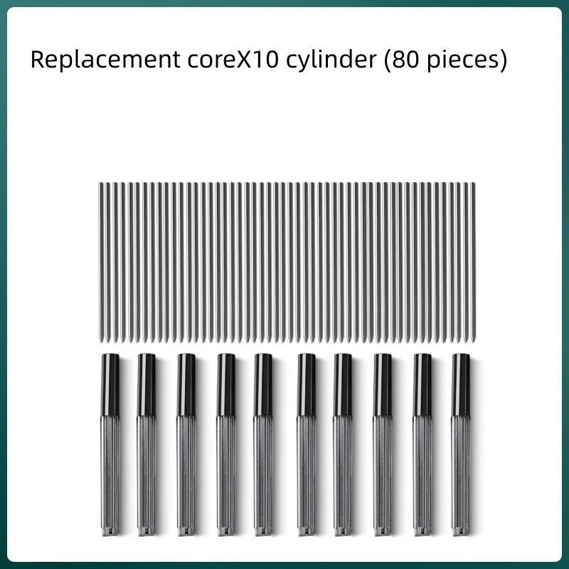 Cartoon-style plastic mechanical pencil for children with 2.0 mm thick lead, shown with spare lead cylinders.