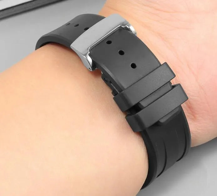 27mm silicone watch strap in black for AP Royal Oak Offshore 15703 series, no buckle