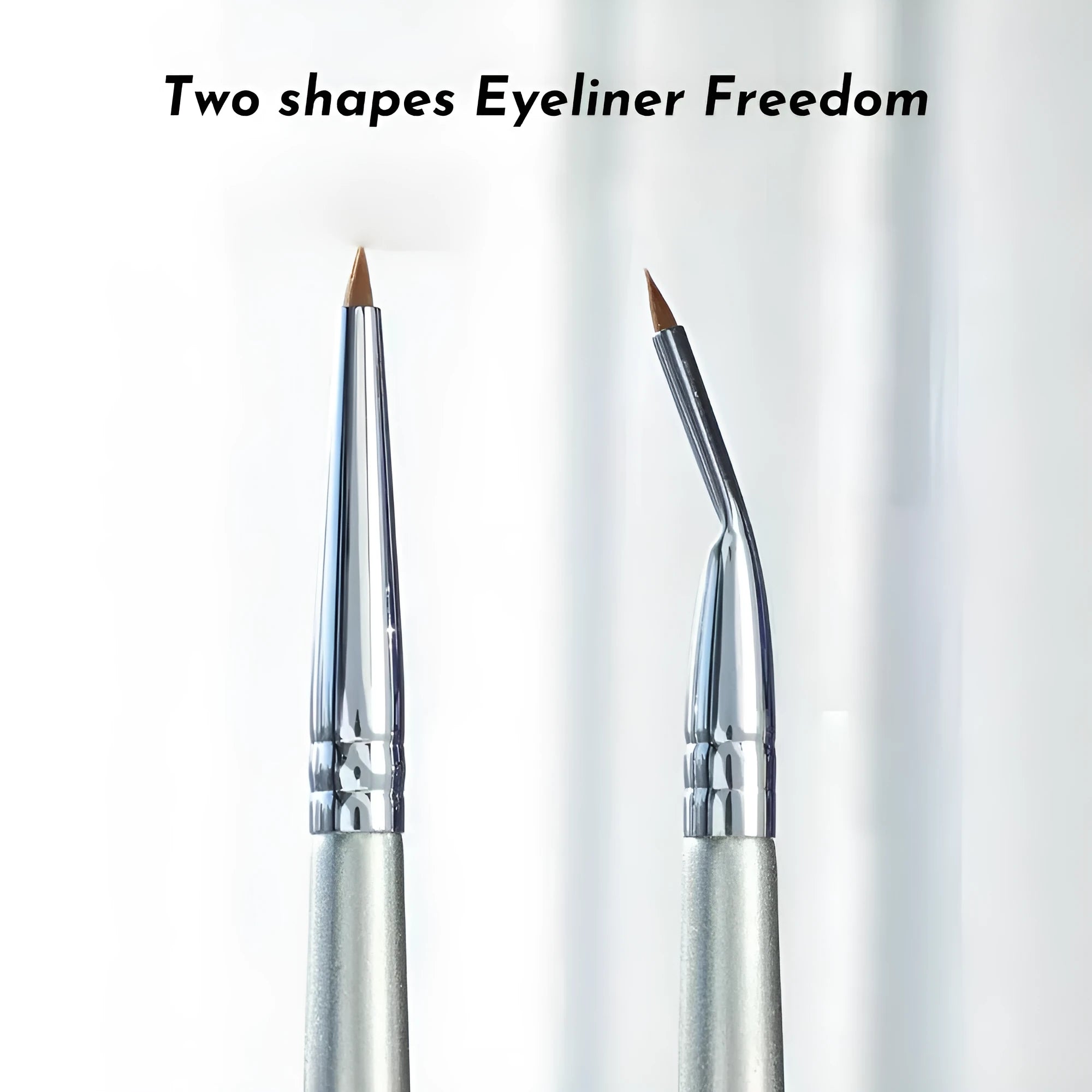 Angled bendable head eyeliner brush with fine tip for detailed under eye concealer and tear trough makeup application.