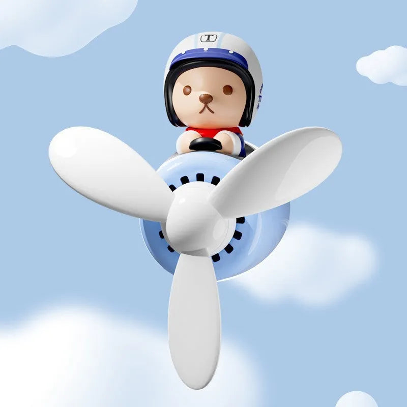 Teddy bear blue car aromatherapy ornament with plastic perfume holder for vehicle cabin scenting
