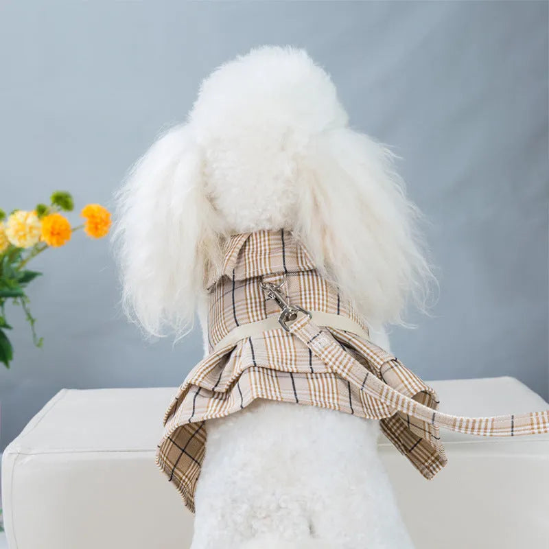 Pet vest chest strap with integrated hand holding rope in milky white or purple colour options