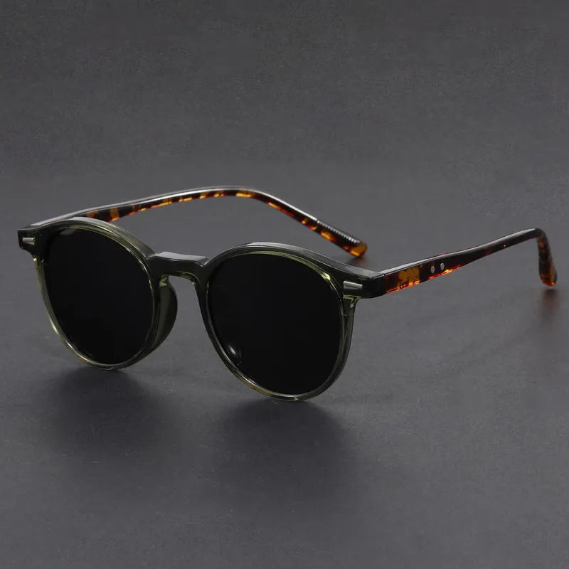 Retro round frame sunglasses with polarised lenses in multiple colour options