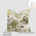 Antique green wool blended abstract pillow with spring flowers pattern in 50x50cm square size.