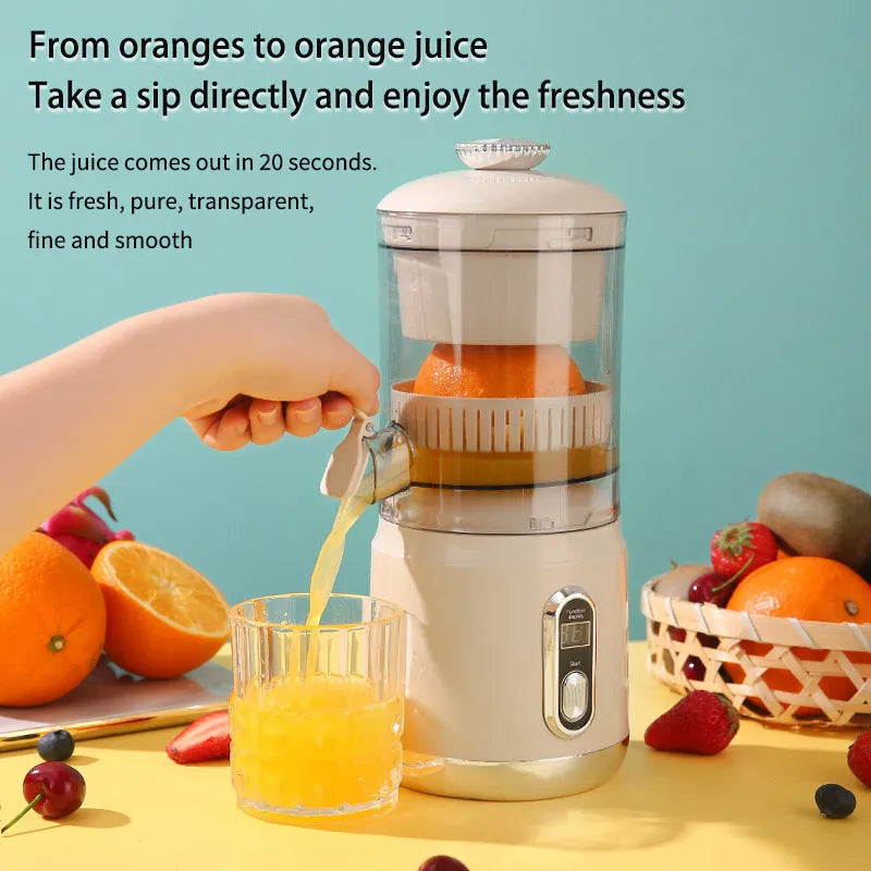 Portable multifunctional electric juicer in beige with 600ml ABS body and slag juice separation