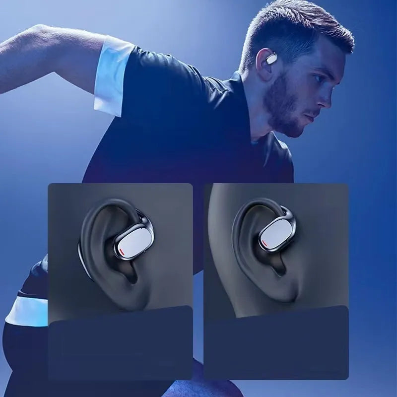 Black wireless Bluetooth earplug headset with charging case showing stereo earpieces