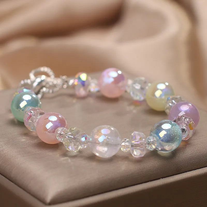 New dream candy colour luminous crystal bracelet for women, electroplated agate, ethnic style