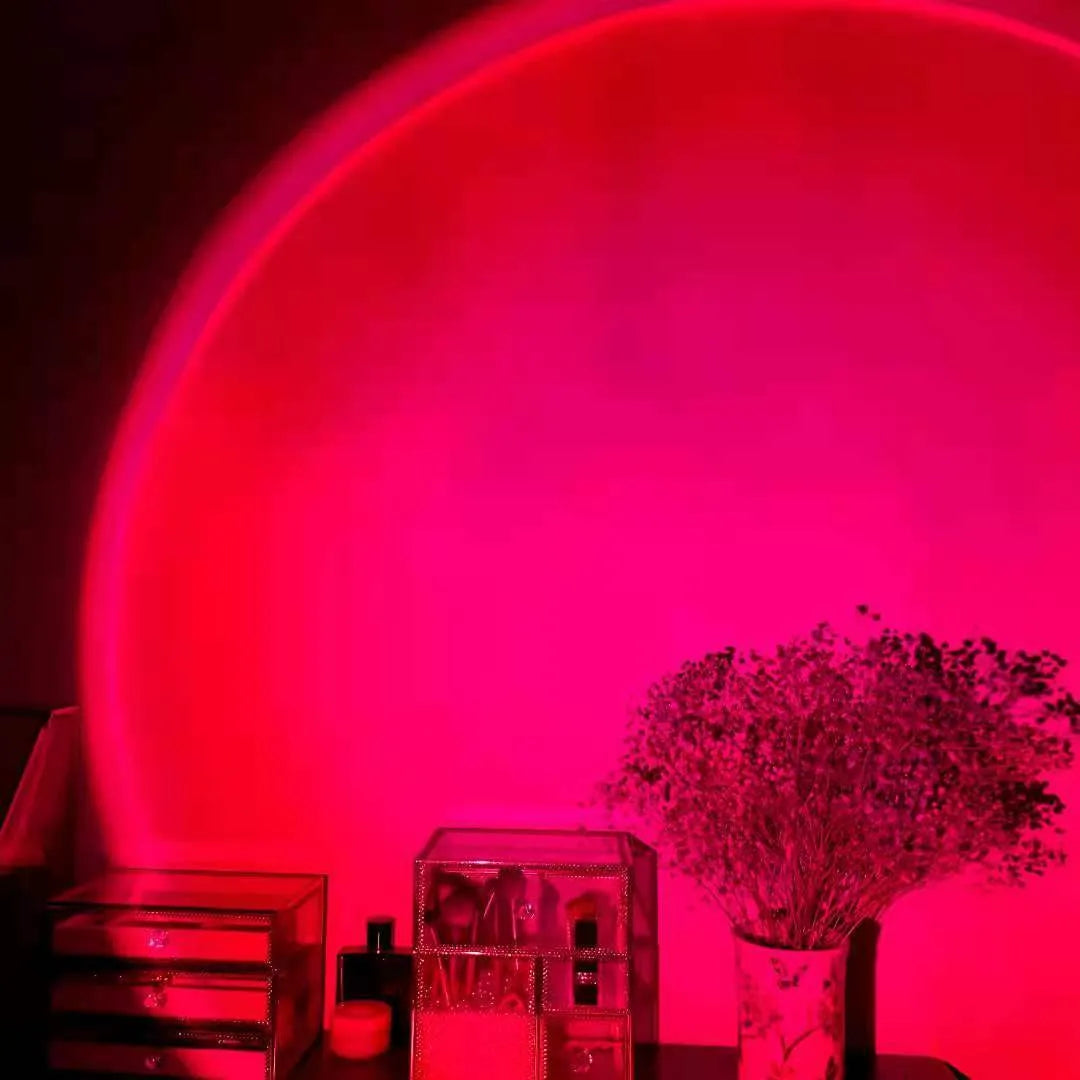 USB rechargeable rainbow sunset projection lamp with push-button switch