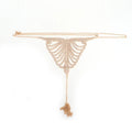 Women's gold and silver metallic body chain bra and panties set for parties and festivals