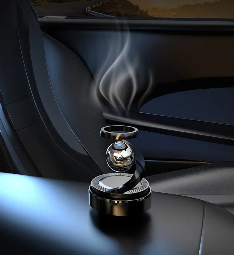 Solar-powered car aromatherapy perfume unit with fragrance liquid for vehicle odour removal