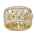 Diamond elephant motif fashion ring in electroplated alloy available sizes 6 to 10
