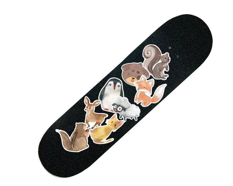 36 retro beach stickers pack with PVC matte film covering showing surfing travel designs