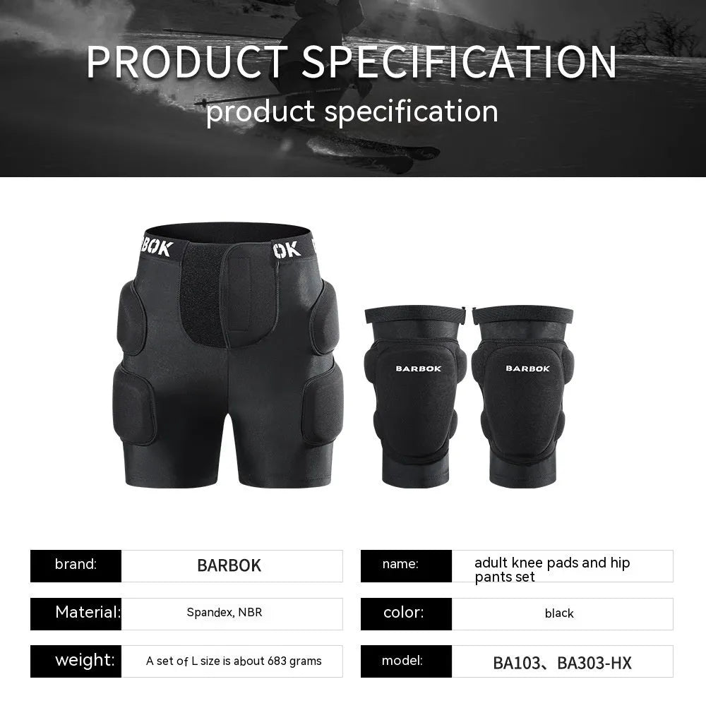 Black adult roller skating hip protection shorts with integrated NBR foam armour panels.
