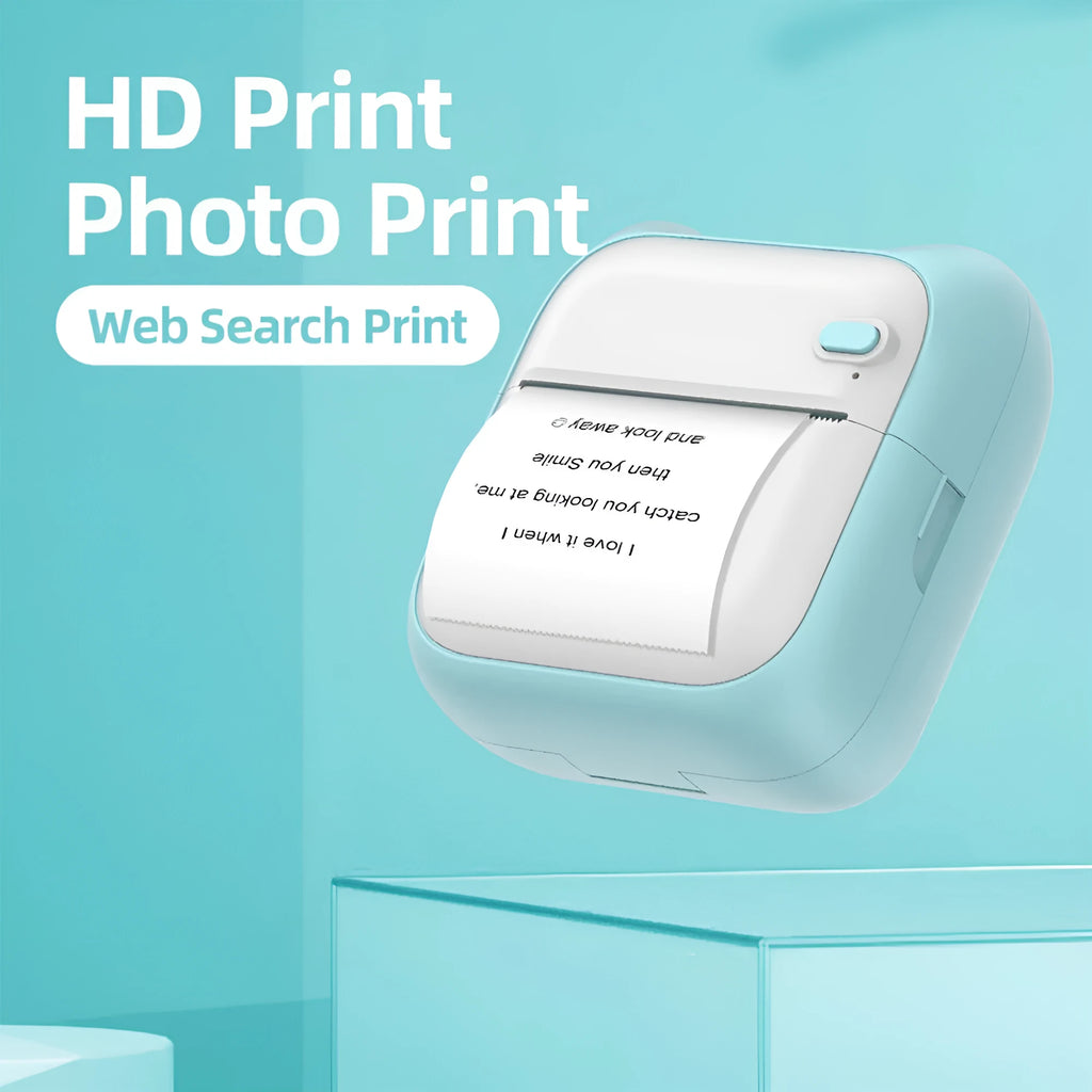 Mini Pocket Printer for students and home, Bluetooth thermal, USB charging, 1000 mAH, pink or blue, 90x45x82mm