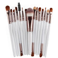 MAANGE 18-piece makeup brush set with fan brush displayed in a black roll-up case.