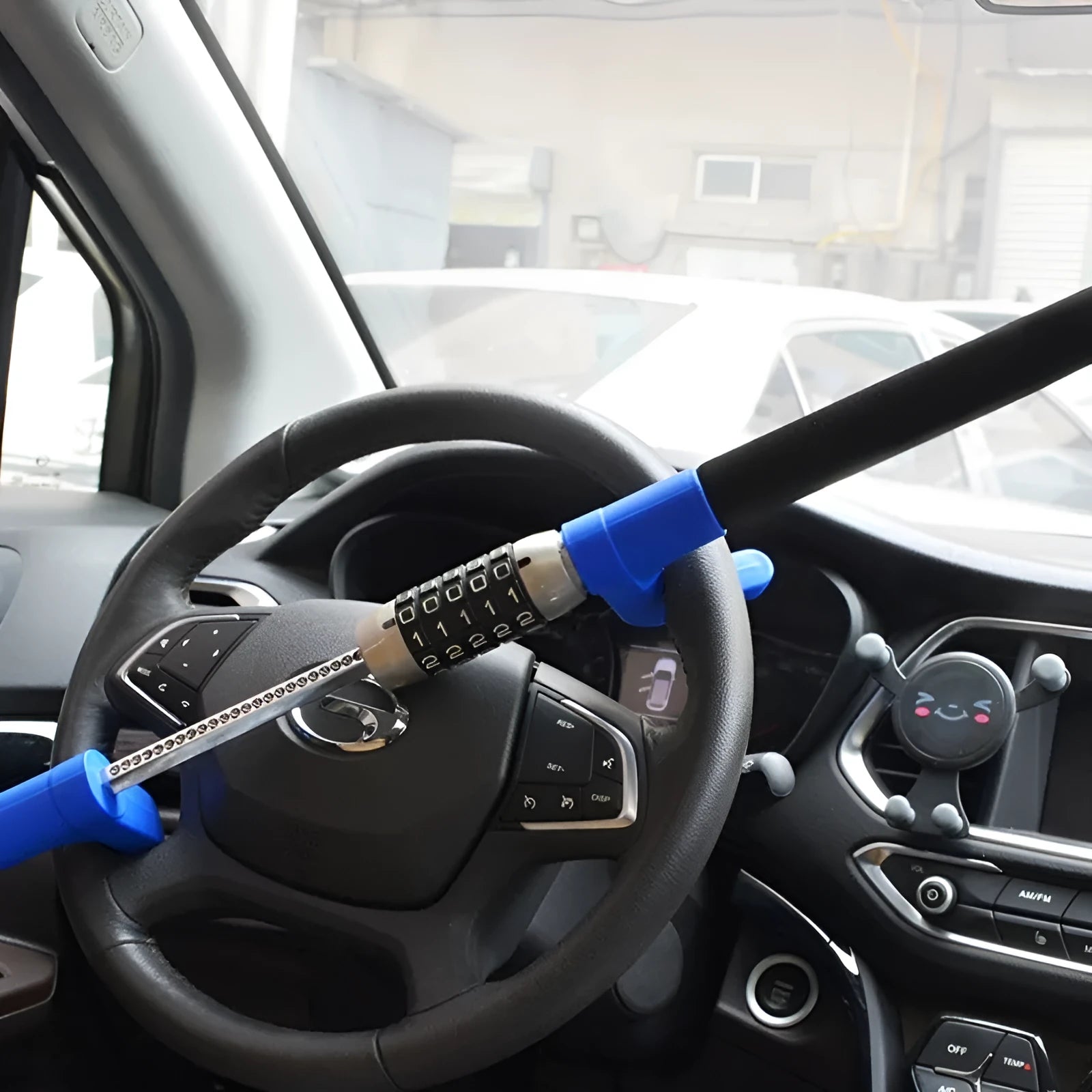 Alloy steel car steering wheel U-lock with password combination in black colour