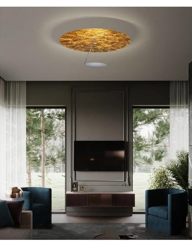 White iron artistic ceiling chandelier with integrated warm LED lights, 50cm diameter.