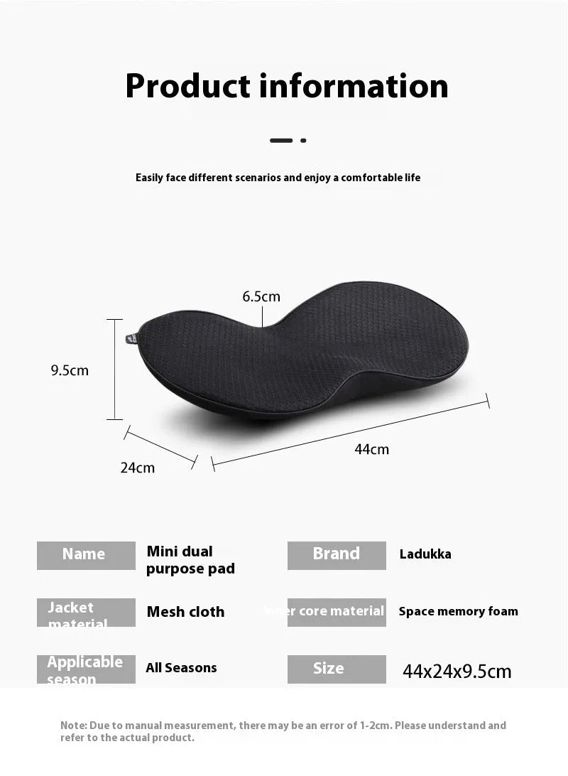 Flat black memory foam car seat cushion for increasing driving height.
