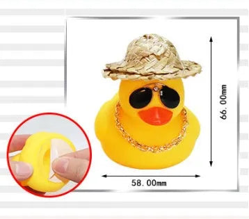 Cartoon straw hat yellow duck car decoration with matte finish on dashboard