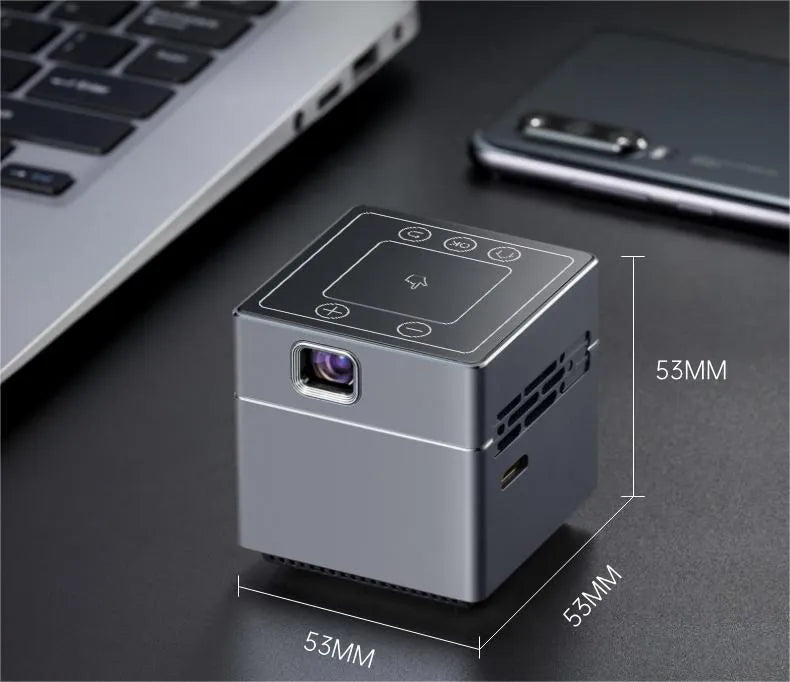 Small portable HD projector wireless hand connection, 300ANSI lumens, 3400mAh battery, 16GB ROM, 0.19kg body weight