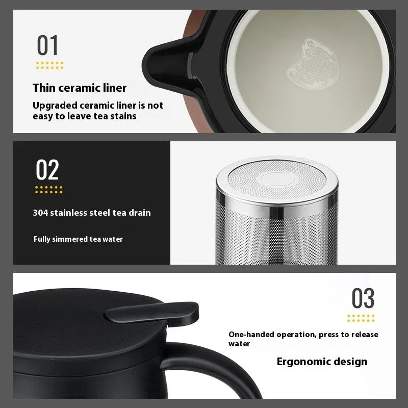 800ml ceramic teapot kettle with tea water separation, braised teapot style in black or brown