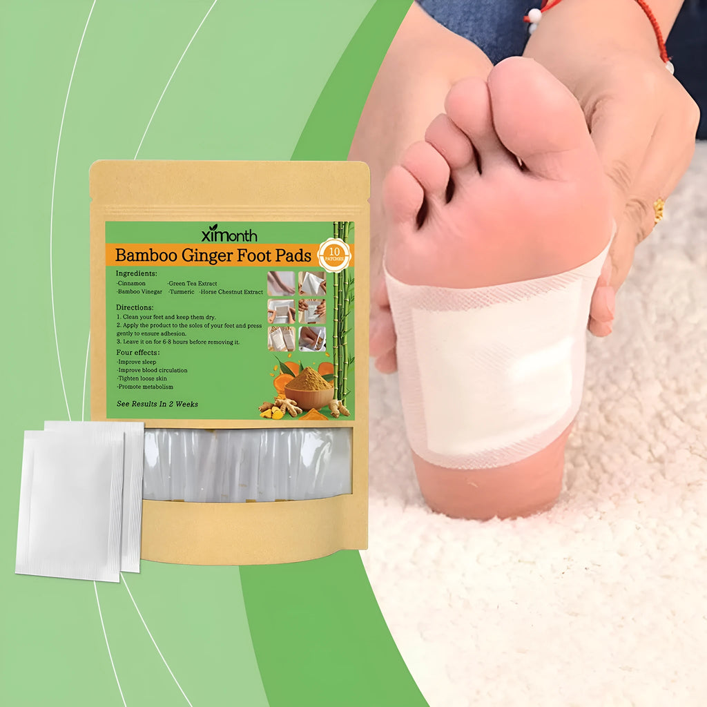 Health patch adhesive bandage pack containing 10 patches with natural ingredients including ginger and turmeric.