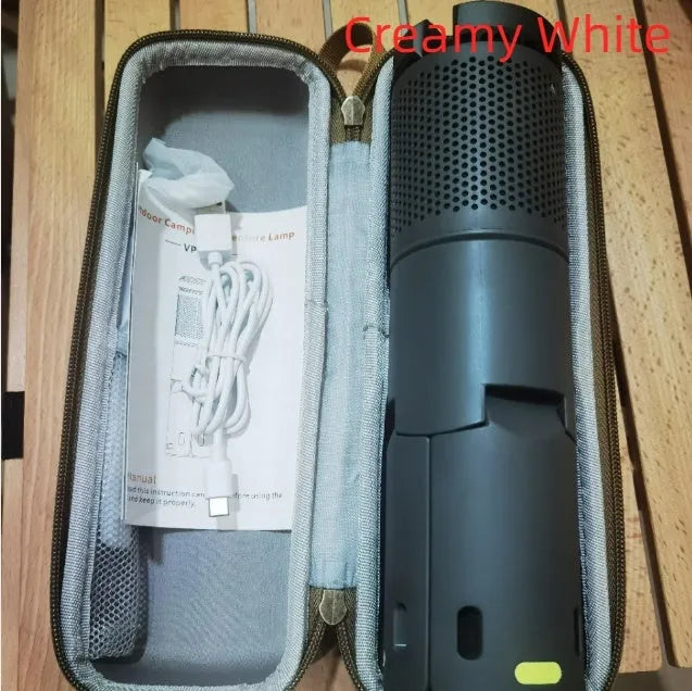 Portable LED camping lantern in off white colour with button switch