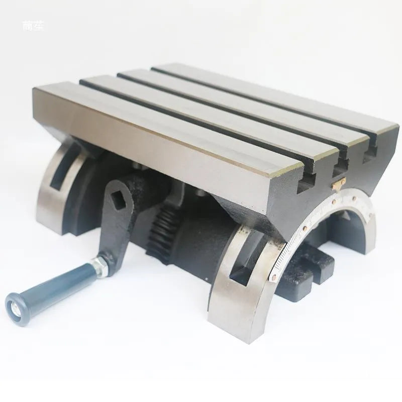 Cast iron adjustable angle workbench, 15-inch, with 45 degree tilt and side degree scale