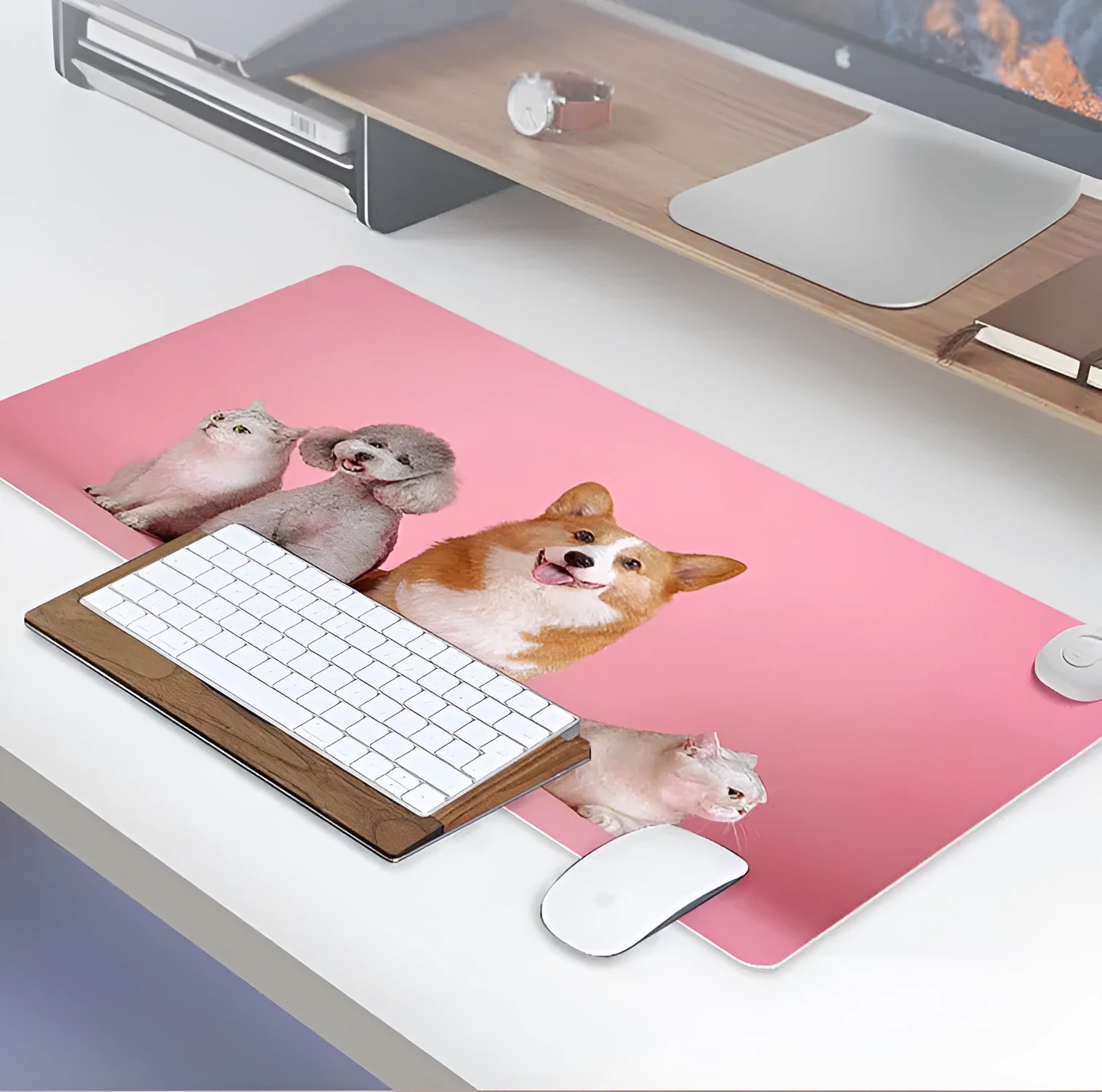 Intelligent electric heated desk mat showing a large warming area and touch control panel.