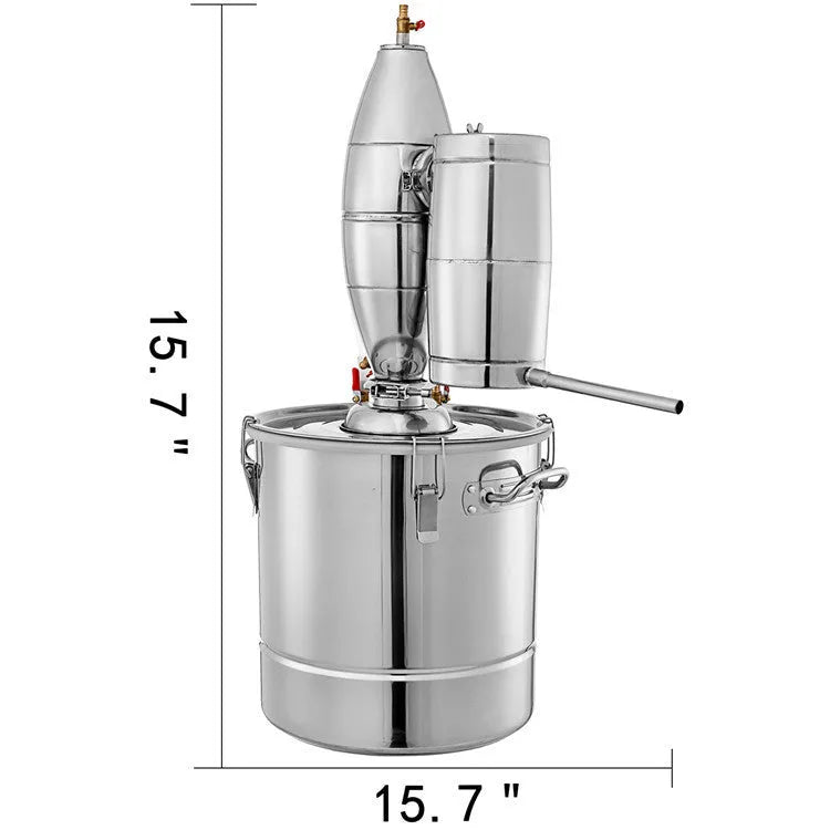 50L 304 stainless steel brewing still with thermometer, water pump, and barometer for home wine making