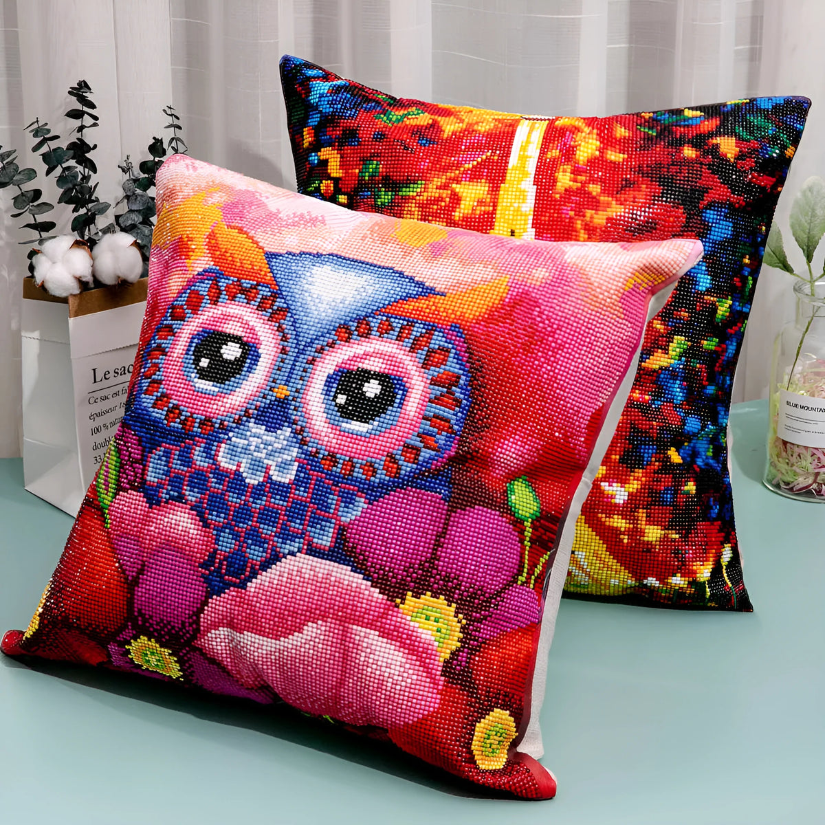 DIY full diamond drawing pillowcase 40x40cm cotton resin diamond handmade craft kit with drill package and spot drill kit
