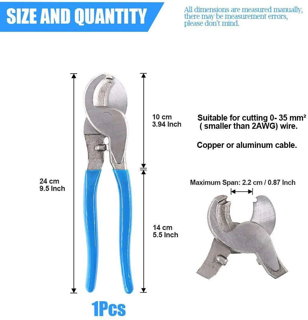 HX-50B aluminium cable crimping pliers with vinyl handles and integrated cable cutter