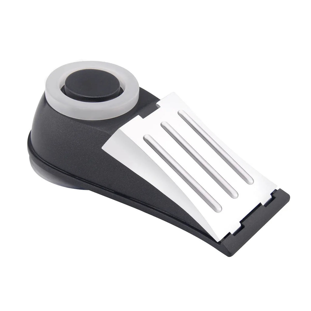 Grey hotel door stopper with flashing burglar alarm and lighting function