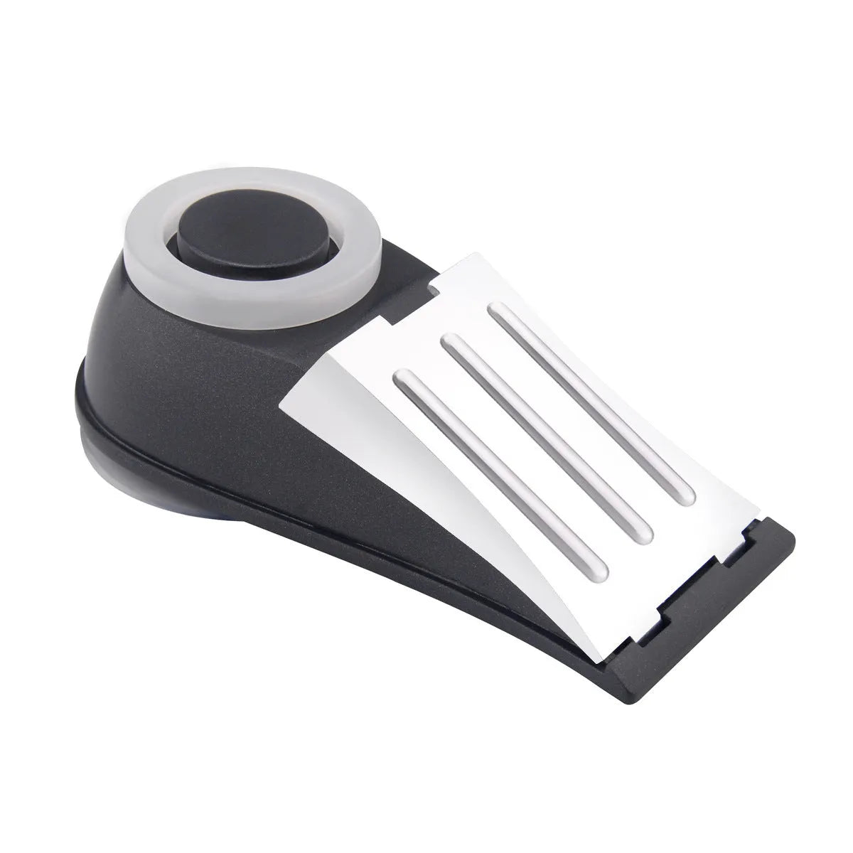 Grey hotel door stopper with flashing burglar alarm and lighting function