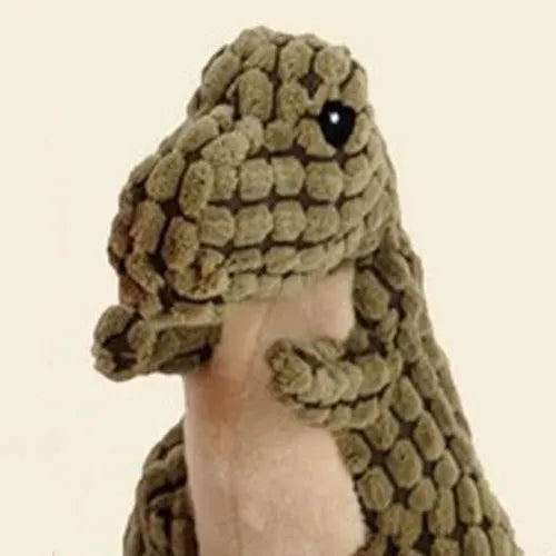 Grey, green, or orange bite-resistant dog toy with sound for puppies and large breeds.