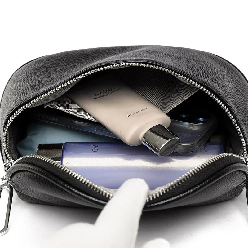 Women's soft PU leather messenger bag in saddle shape with cross-body strap