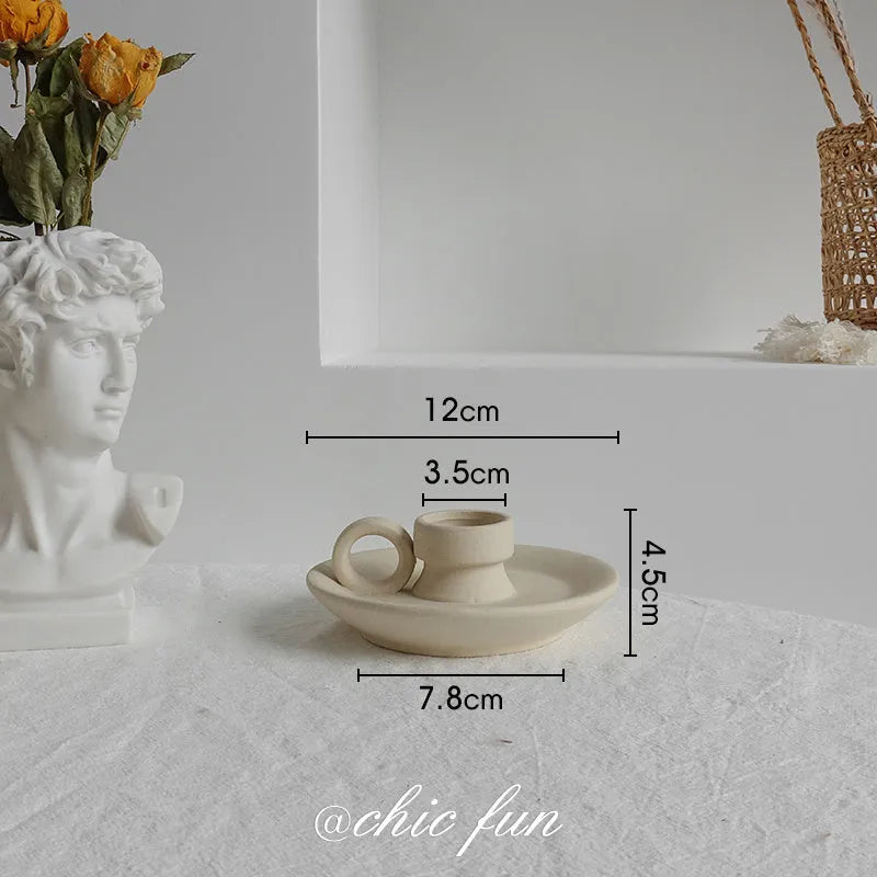 Unglazed matte ceramic vase for dry flower arrangements in Nordic style