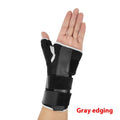 Carbon fibre sports wrist guard with adjustable thumb strap in black with grey edging