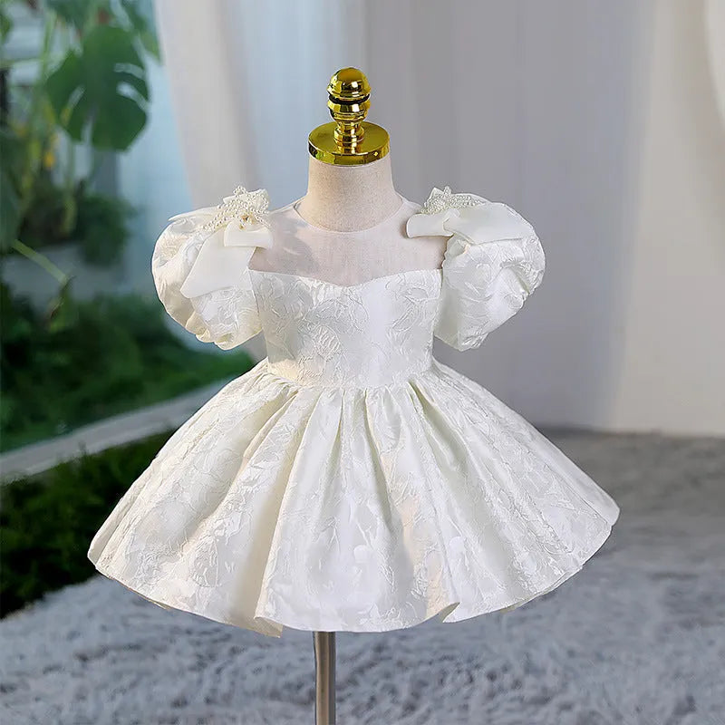 White polyester princess pettiskirt performance dress for girls height 80cm to 160cm