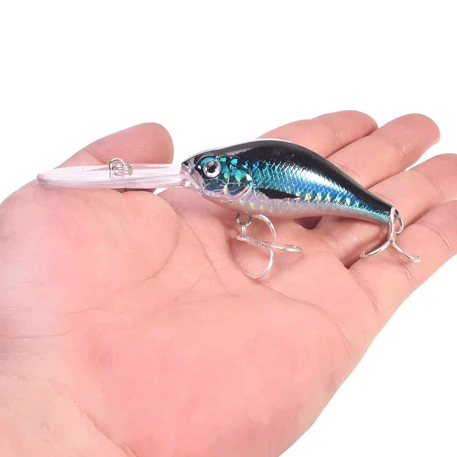 Little Fat Man Deep Diving Mino fishing lure showing long tongue board and colour options.